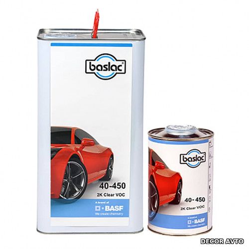 Лак прозорий VOC, пропорція 2:1 до 10% розчинника 40-450 BASLAC 5л+затв. 2,5л